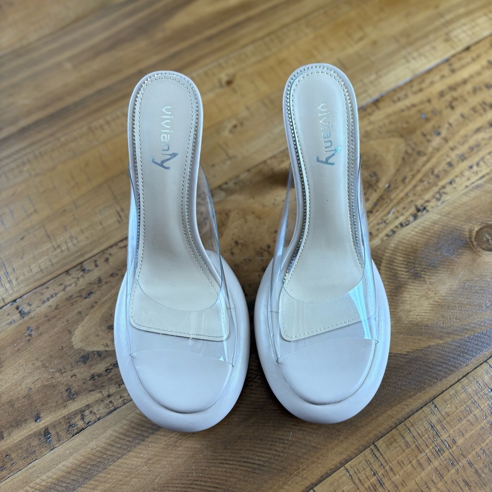 Viviana Clear and Cream Nude Women's Heels